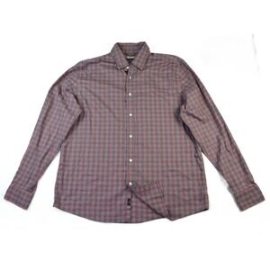 Faherty Brand Movement Shirt Mens XL Gingham Check Button Down Rose Navy Stretch
